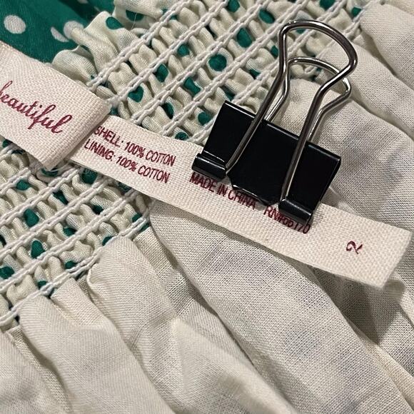 Maeve Dress Strapless Cottage Academia Retro Romantic Floral Polka Dot Green 2 - Picture 3 of 5